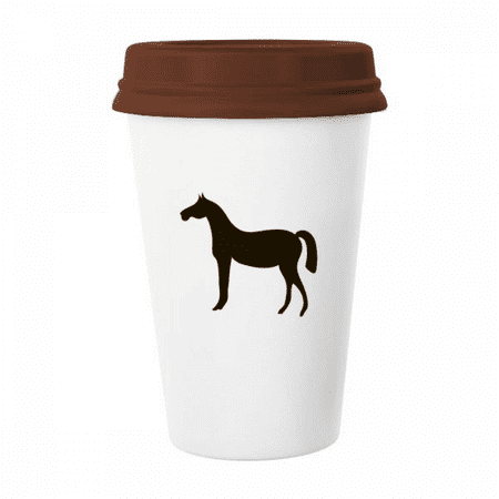 

Black Horse Animal Portrayal Mug Coffee Drinking Glass Pottery Cerac Cup Lid