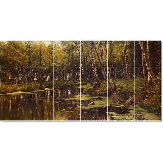 Ceramic Tile Mural-Peder Mork Monsted Country Painting 285. 72" w x 36" h using (18) 12 x 12 ceramic tiles
