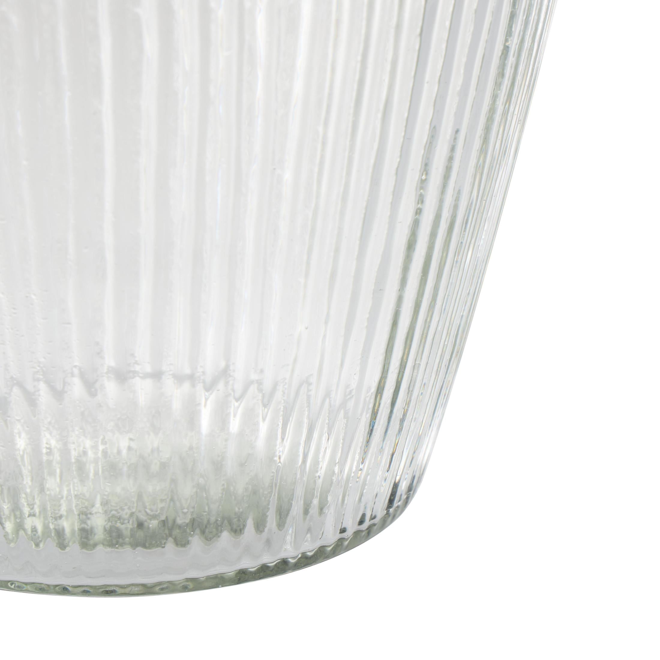 DecMode 14" Ribbed Glass Vase