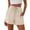 102#Khaki, variant on Cotton Linen Shorts for Women Elastic Waist Drawstring Summer Beach Shorts with Pockets Black 2XL