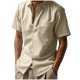 thumbnail image 2 of pstuiky camisetas de hombre, Camisa de verano elástica informal holgada con media cremallera y solapa de manga corta para hombre camisas casuales para hombre m, 2 of 9