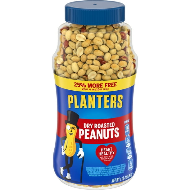 Planters Dry Roasted Peanuts, 1.25 lb Jar