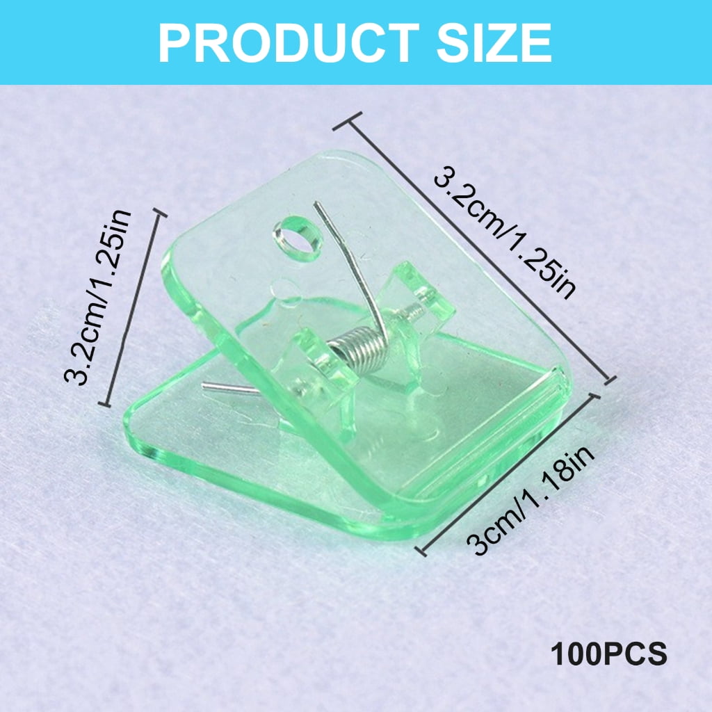 100Pcs Clear Clip Square Colorful Paper Clamp for Craft Food Bag Photo Document