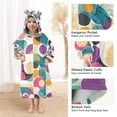 thumbnail image 3 of FORMRS Wearable Blanket Hoodie with Sleeves for Kids Cozy Flannel Sweatshirt, Green Geometric, 3 of 7