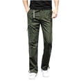 thumbnail image 2 of IROINNID Cargo Pants for Men Discount Relaxed Fit Straight Leg Solid Casual Sweatpants Full Length Cigarette Pants with Multi-pockets,Olive Green, 2 of 5