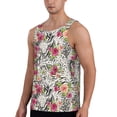 thumbnail image 2 of KLL Roses Mixed Zebra Print Men's Muscle Gym Workout Stringer Tank Tops Bodybuilding Fitness T-Shirts Tank Tops Men-Medium, 2 of 7