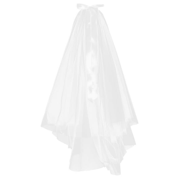 ELAYARD Elegant White Bridal Veil with Bow Lightweight Wedding Accessory for Bride Special Occasion