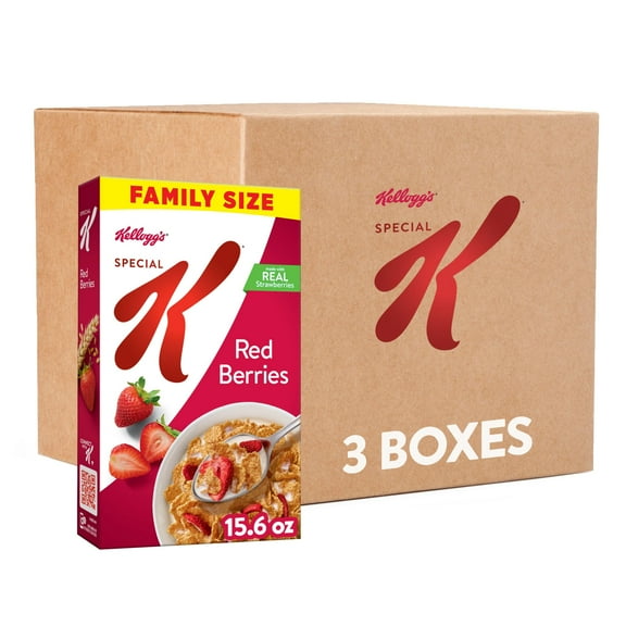 2 x - Kellogg's Special K Breakfast Cereal, Family Breakfast, Fiber Cereal, Family Size, Red Berries (3 Boxes)
