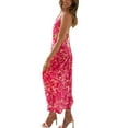 thumbnail image 5 of nvzhuang Women Summer Midi Dress Spaghetti Strap Cross Tie-Up Backless Sleeveless Dress, 5 of 9