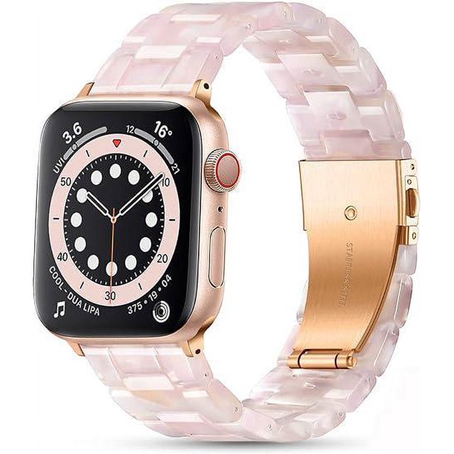 Correa de resina (rosa transparente), adecuada para correas Apple Watch de 42/44/45/49 mm