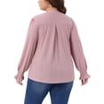 thumbnail image 3 of Agnes Orinda Women's Plus Size Tops Eyelet Hollow Out Notched V Neck Ruffle Long Sleeve Casual Tunic Blouses 1X Gray Pink, 3 of 6