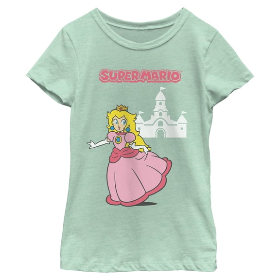 Girls Nintendo Princess Peach and Castle T Shirt