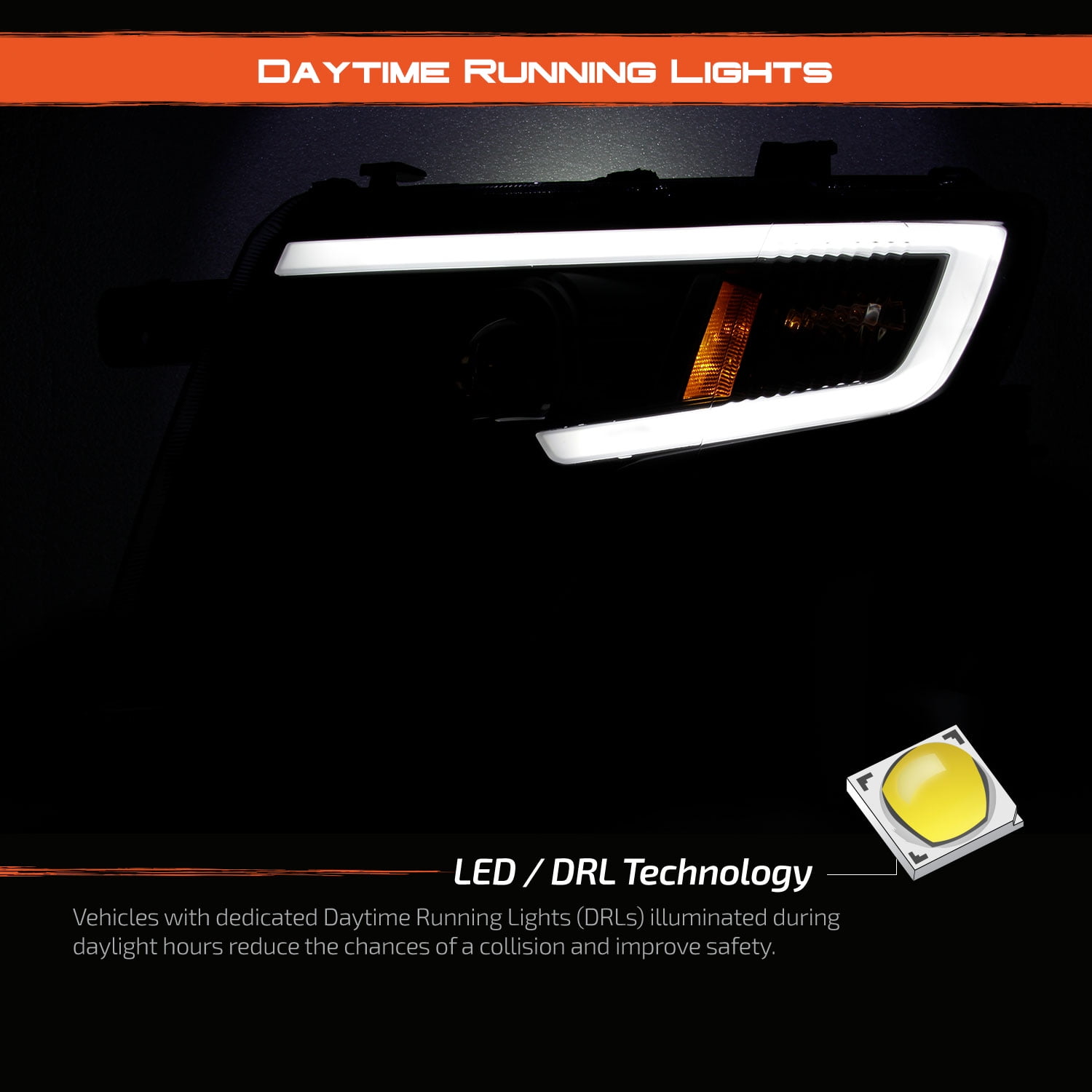 For Ford Edge 2007-2010 LED Light Bar DRL Projector Headlights