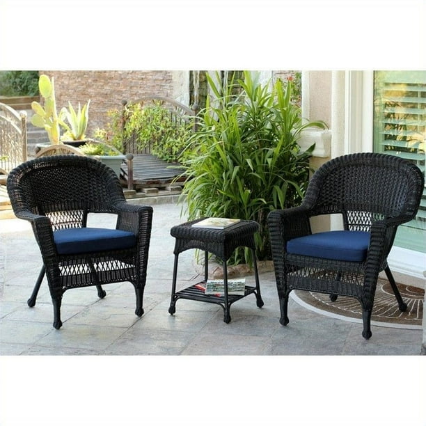 Jeco 3 Piece Wicker Conversation Set In Black Without Cushions Com Jeco 3 Piece Wicker Conversation Set In, Outdoor Wicker Sofa Without Cushions