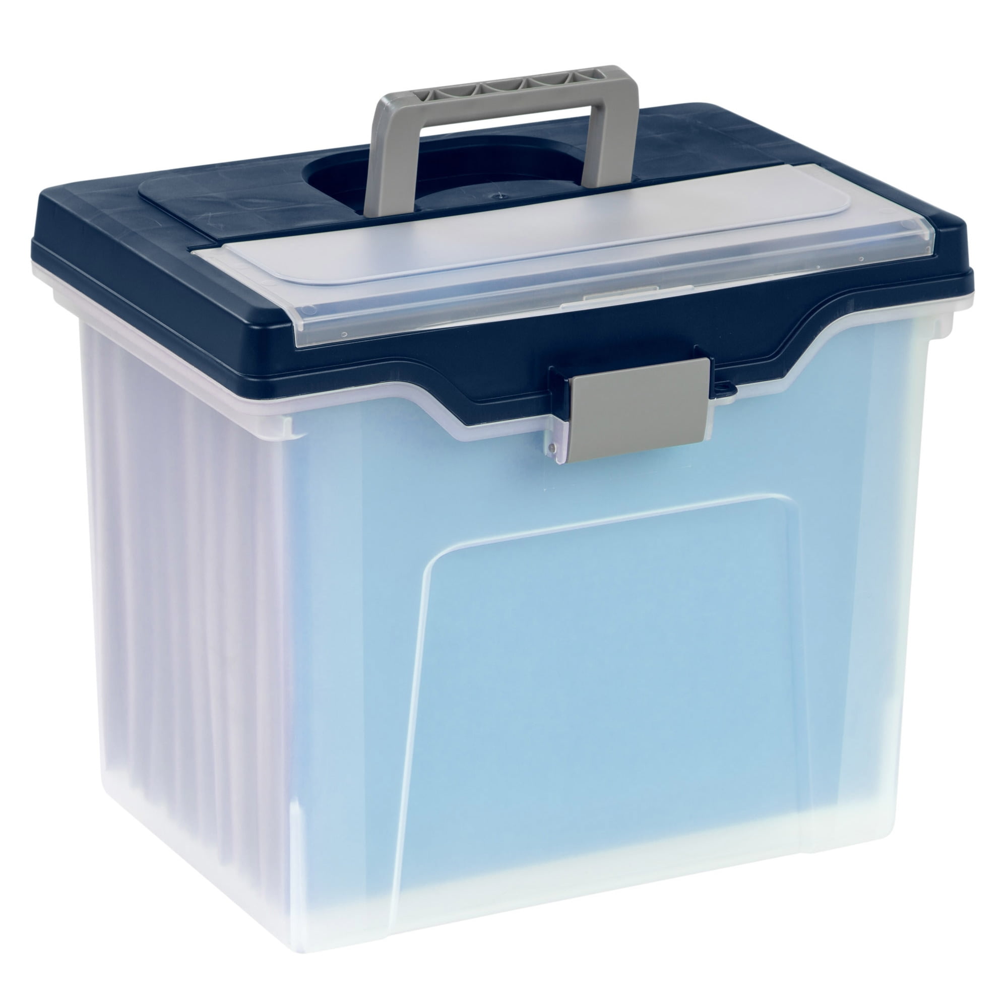 Office Depot Large Mobile File Box, Letter Size, 11 5/ x 13 3/ x  , Clear/Blue, 110988 