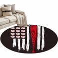 thumbnail image 2 of Round Area Rug 4ft, American Flag Baseball Non-Shedding Washable Area Rug, Patriot Black and White Red Non Slip Low-Profile Circle Rugs for Living Room, Bedroom Dining Room, 2 of 9