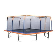 Machrus Upper Bounce 16 x 16 FT Square Trampoline Set with Premium Top-Ring Enclosure and Safety Pad  Outdoor Trampoline for Kids & Adults Orange/Blue