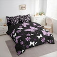 thumbnail image 3 of Feelyou Bohemian Butterfly Kids Bedding Comforter Set 7pcs, Cartoon Flower Floral Purple Queen Bedding Sets, Dreamy Animal Reversible Queen Sheet Sets, Lightweight Room Decor, 3 of 7