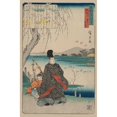 thumbnail image 2 of Hiroshige, Ando 13x18 Gold Ornate Wood Framed with Double Matting Museum Art Print Titled - Episode of Miyakodori at Sumidagawa (Sumidagawa miyakodori no koji), 1844, 2 of 4