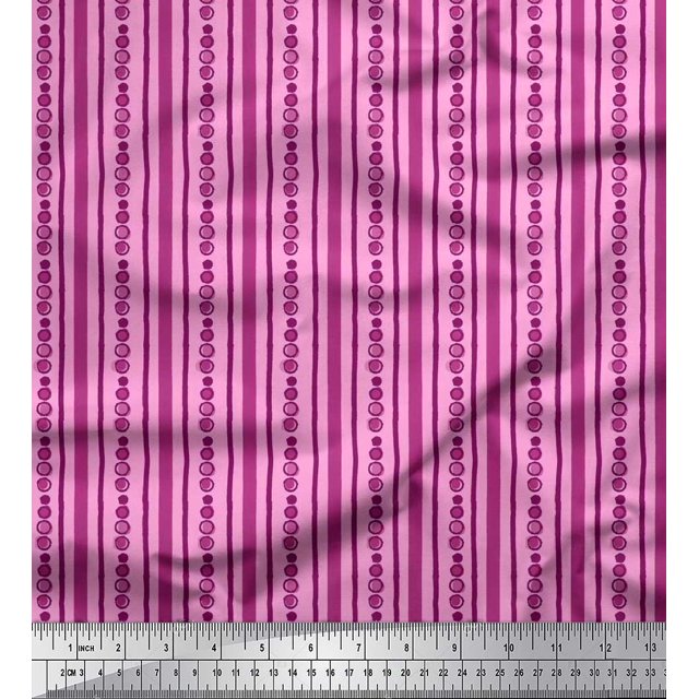 Soimoi Rayon Fabric Dot & Stripe Block Print Fabric by The Yard 42 Inch Wide