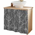 thumbnail image 2 of Dark Grey Botanical Cabinet Curtains 35"W x 35"L, Vintage Floral Plants Branch Sink Skirt for Bathroom Vanity Kitchen Self Adhesive, Dust-Proof Privacy Curtain for Shelves Closet Laundry Room Pantry, 2 of 9