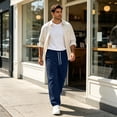 thumbnail image 6 of Baggy Sweatpants Men Casual Straight Leg Big and Tall Plus Size Pants Gym Workout Pants With Drawstring Fashion Clothing Navy S, 6 of 6
