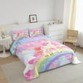 thumbnail image 3 of Unicorn Bedding Set Full Kawaii Cute Rainbow Unicorn Comforter Set Cartoon Horse Quilt Comforter Galaxy Stars Magical Pink Unicorn Animal Room Decor 1 Comforter + 2 Pillowcase, 3 of 6