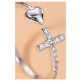thumbnail image 2 of Jinsinto Silver Heart-shaped Cross Ring With Open Heart And Diamonds, 2 of 4