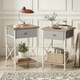 thumbnail image 4 of VECELO 3-Piece Bedroom Set Include Beige Full Size Bed & 2 Oak Nightstand( 1-Drawer), 4 of 11