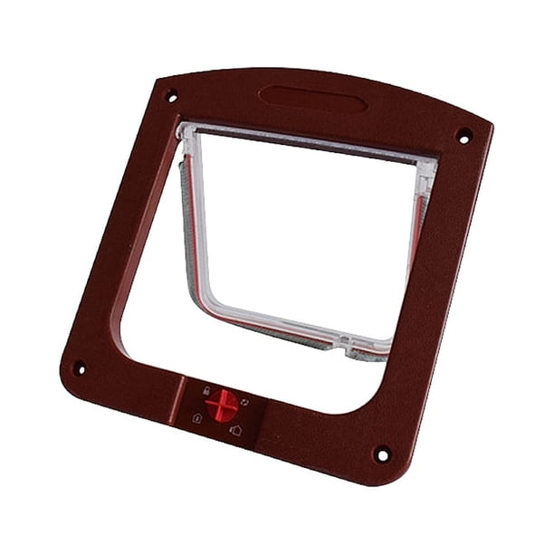 FELTECHELECTR Puerta de entrada y salida controlable para mascotas, puerta de seguridad para gatos, suministros para mascotas, tamaño S, marrón