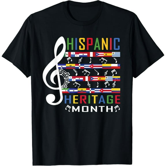 Music Teacher Kid National Hispanic Heritage Month T-ShirtMen and women, Black T-shirt, size: Extra large