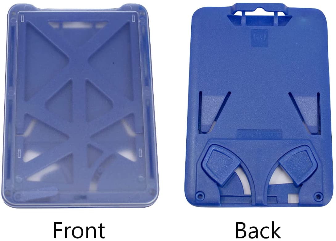 20 Pack - 3 Card Badge Holder Up to Three ID Badges - Heavy Duty Vertical Rigid Hard Plastic Case for Multiple Cards - Polycarbonate - Tactical CAC, Smart & Swipe I'd Holders by Specialist ID (Blue)