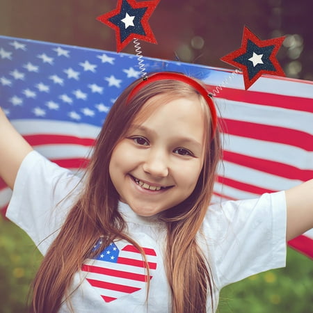 

Yyuenw Headband Independence Day Hair Accessories Patriotic Party Hair Supplies USA Flag Blue Red Ribbon Hair Decoration Cute Hair Hoop 4th of July Decoraitons