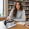 thumbnail image 3 of OCCOA Multi Layer Zippered Pencil Case with Elastic Straps Large Capacity Oxford Cloth Organizer for Pens Rulers Office Travel Stationery Storage, Black, 3 of 5