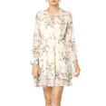 thumbnail image 6 of Allegra K Women's Floral Ruffled Tie V Neck Vintage Layered Chiffon Mini Dress, 6 of 7