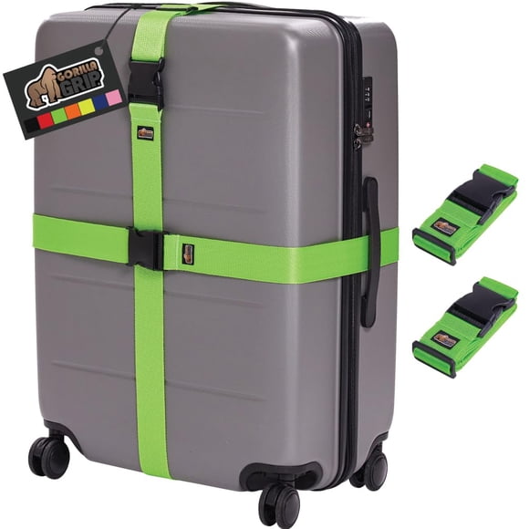 Correas de equipaje GORILLA GRIP, resistentes y ajustables, paquete de 2, color verde