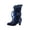 Blue, variant on jsaierl Women's Mid Calf Boots Stiletto Lace Up High Heels Cowgirls Boots Western Bandage Riding Boots