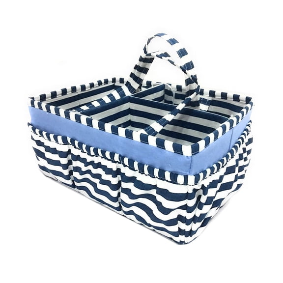 Bacati - Mix N Match Pin Stripes Nursery Storage Caddy, Navy