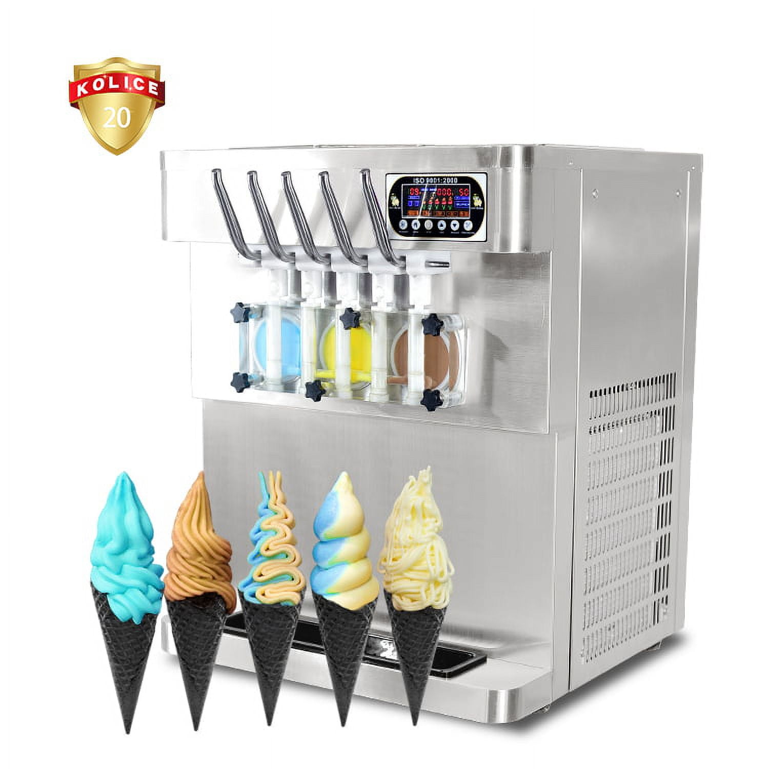 Kolice Commercial 5 Flavors Soft Serve Ice Cream Machine, Ice Cream