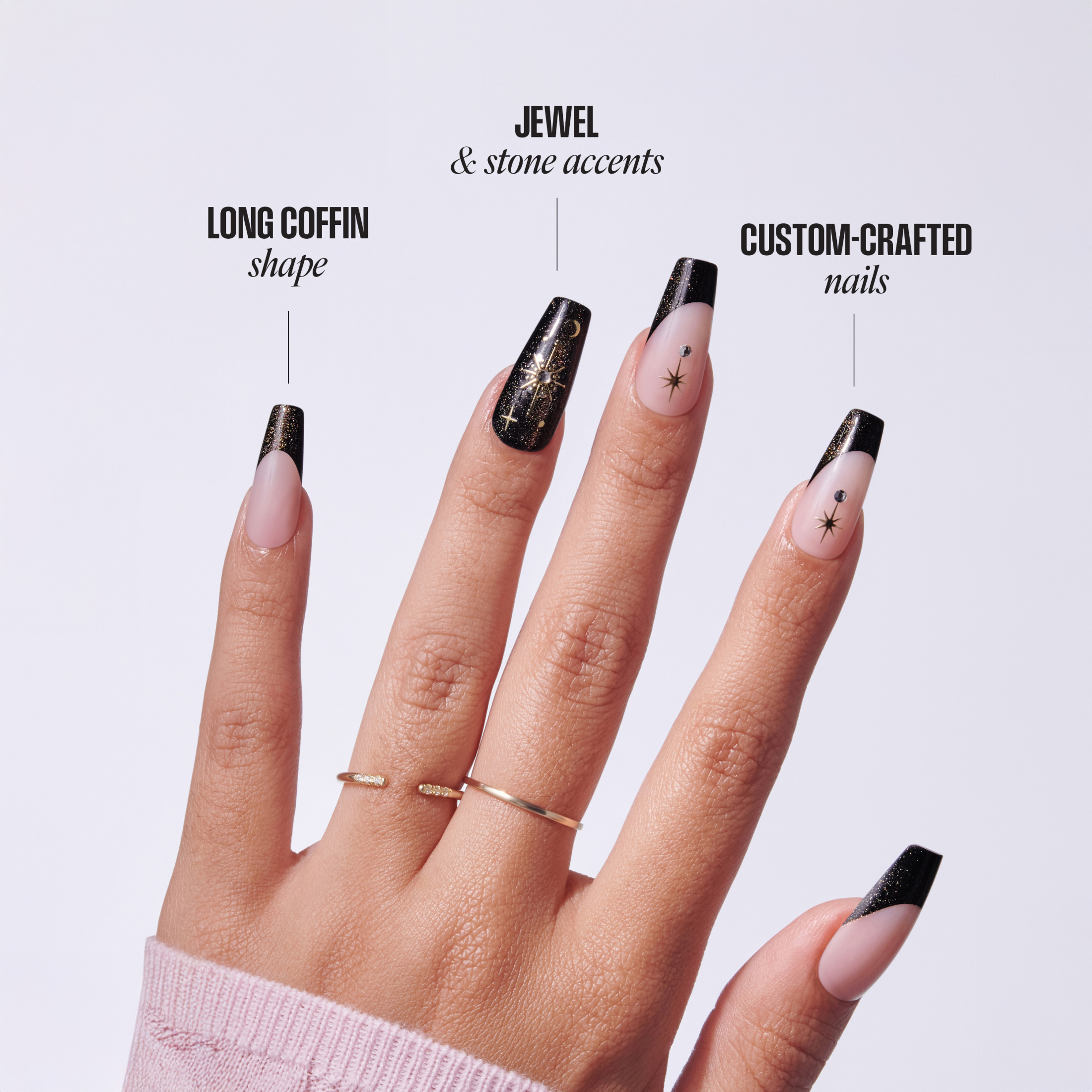 Kiss Luxe Coffin Press-On Nails Long Black, 32 Pieces photo 3
