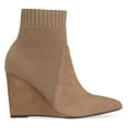 thumbnail image 3 of Cecelia New York Renata Pointy Toe Sock Bootie Mustang Taupe Fitted Wedge Boots (Mustang, 7.5), 3 of 7