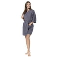 thumbnail image 4 of Turquaz Linen Waffle Kimono Charcoal Gray Short Robe Square Pattern, 4 of 4