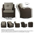 thumbnail image 2 of CHITA 5-Piece Outdoor Wicker Patio Furniture Set with Swivel Glider Chair, Outdoor Chestnut Wicker Chair and Ottoman with Cream Cushion, Brownish Gray, 2 of 17
