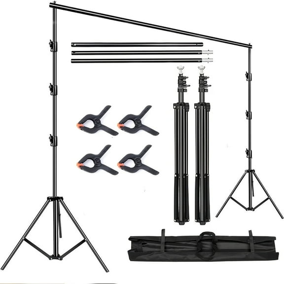 FORICOM Professional Grade Background Support 6.5 Ft. X 6.5 Ft. Photography Video Studio Adjustable Photography Background Support System Kit With Carrying Bag