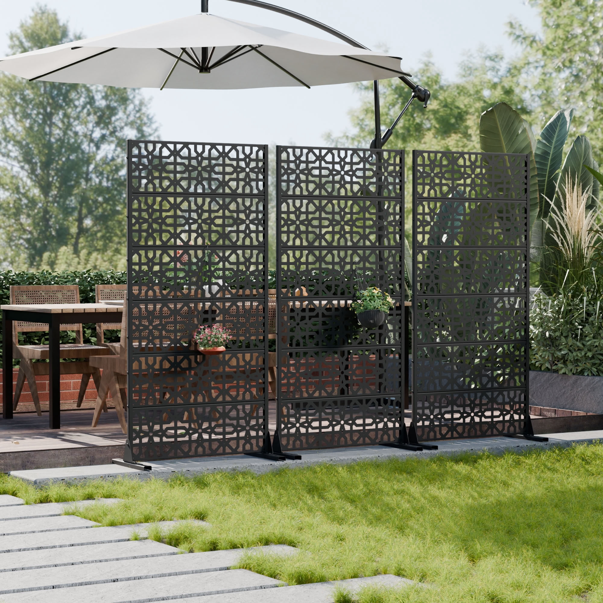 MAYEERTY 6 Panels Outdoor Privacy Screen, Metal Decorative Privacy Fence, Privacy Panel for Patio, Balcony, Backyard, Garden
