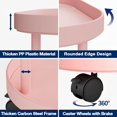 thumbnail image 5 of Side Table with Wheels, End Table Living Room Plastic Mobile Sofa Side Table Small Night Stand Bedroom Pink (2 Pack), 5 of 10