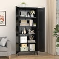 thumbnail image 5 of Polup Modern 75" H Black Metal Kitchen Pantry Cabinet with Doors and Adjustable Shelves, 5 of 9