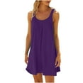 thumbnail image 2 of QLEICOM Womens Summer Halter Mini Short Dresses Beach Tshirt Sundress Sleeveless Casual Loose Tank Dress Purple M, US Size: 6, 2 of 6