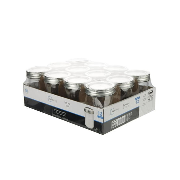 Bocs en conserve en verre clair Mainstays, 250ml, 12 pièces