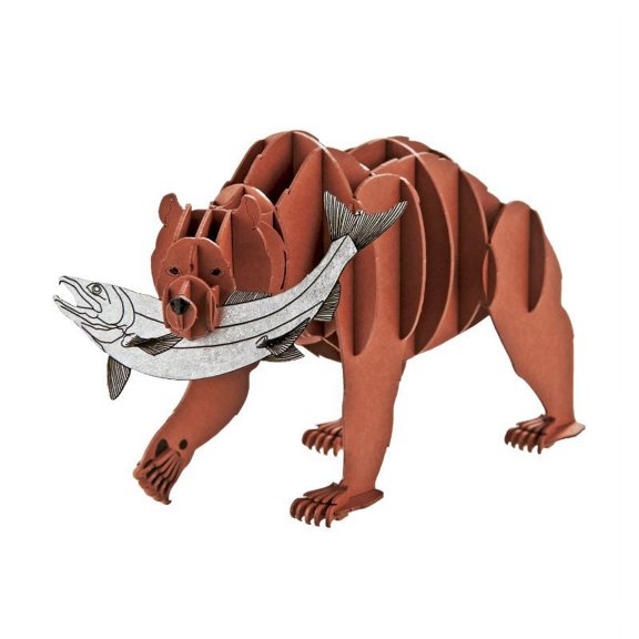 Japanese Art of Paper Craft North American Grizzly Brown Bear Hunting Assembled Educational Premium 3D Puzzle Paper Model Kit Challenge Gift Made in Japan